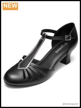Women's 2" T-Strap Character Dance Shoes PU Leather Ballroom